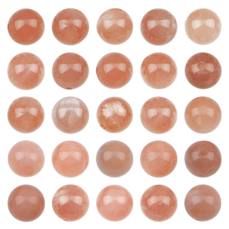AD Beads 8mm Natural Round Loose Beads 110 Pieces, for Making 108 Mala Prayer Beads Necklace, Bracelet & Yoga Meditation, Jewelry Design (Sunstone) - Image 1